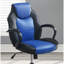 Chaise de bureau de jeu avec siège rembourré confortable, similicuir noir et bleu, cinq roulettes et hauteur réglable pour un travail de couleur moderne,