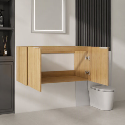 Armoire de salle de bain flottante 24 po 24 po, contreplaqué, portes doubles à fermeture douce, rangement intérieur spacieux, fixation murale, armoire seulement, lavabo non inclus, noir