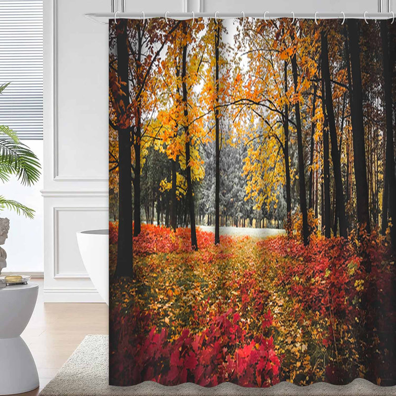 Rideau de douche à 12 crochets Forest Autumn, L 72 po x l 72 po