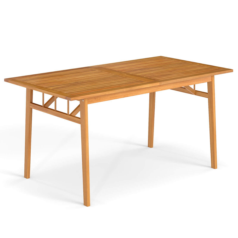63" Acacia Wood Dining Table for 6 People Heavy-Duty Indoor Outdoor Wooden Table