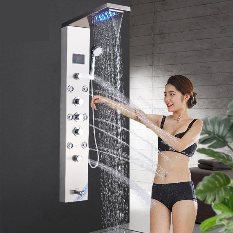 Villalba Shower Tower Panel, Brushed Nickel