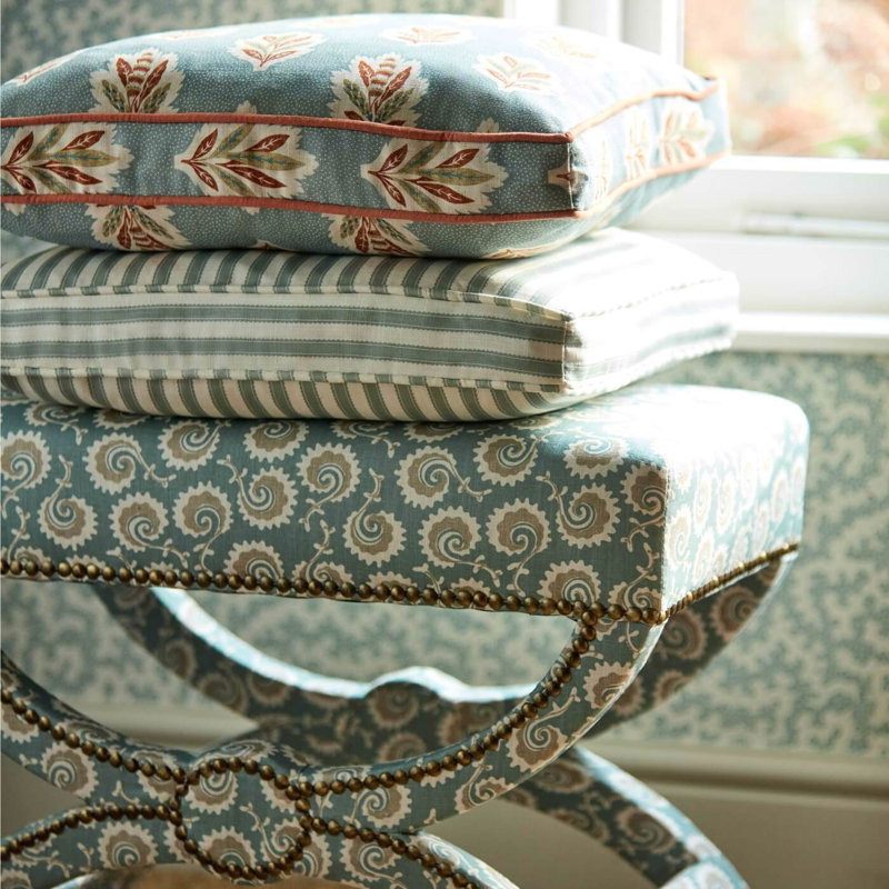 Pinetum Stripe Fabric, Blue Clay