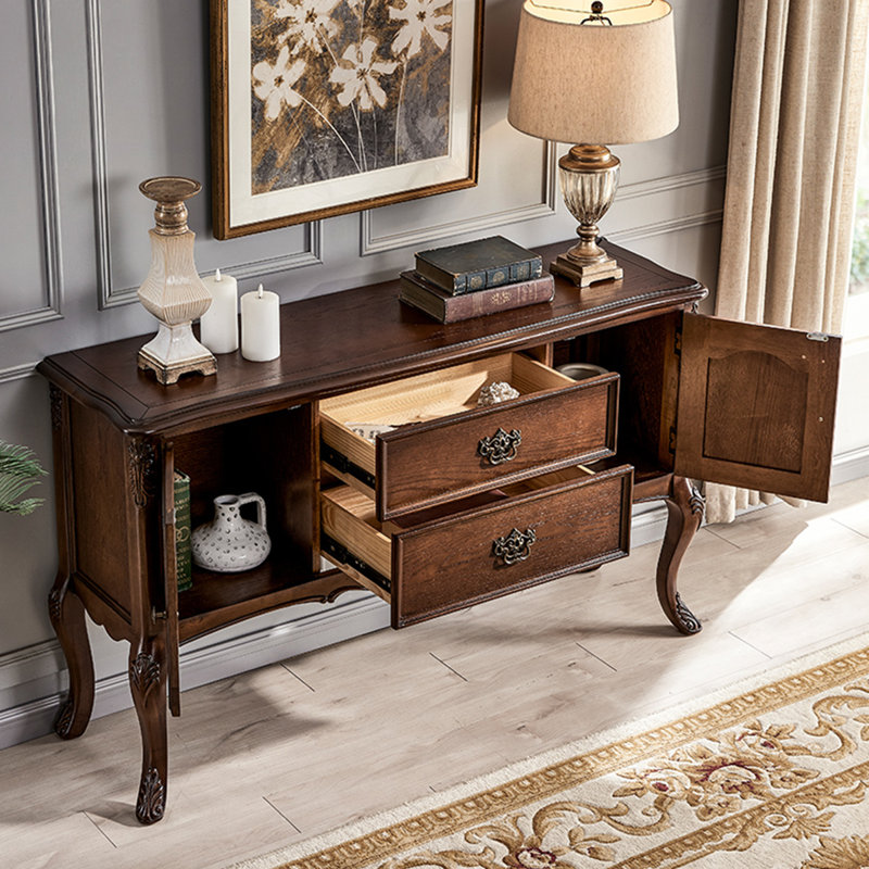 Console rectangulaire en bois massif brun noisette, H 32,68 po x L 55,12 po x l 15,75 po
