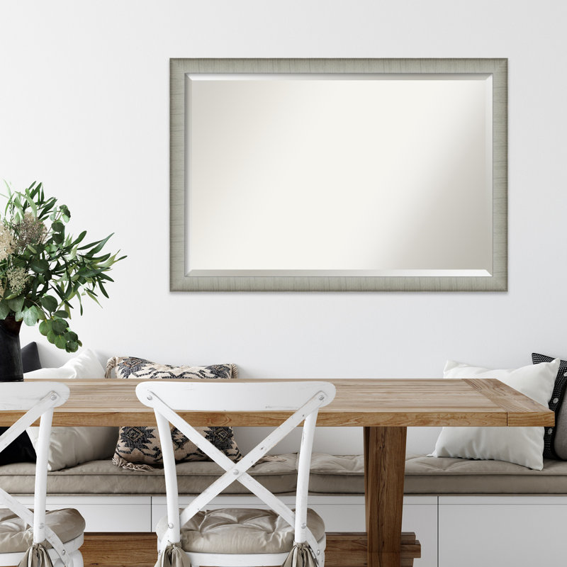 Miroir d'appoint mural en plastique Jonnie, Nickel, 27 po x 39 po