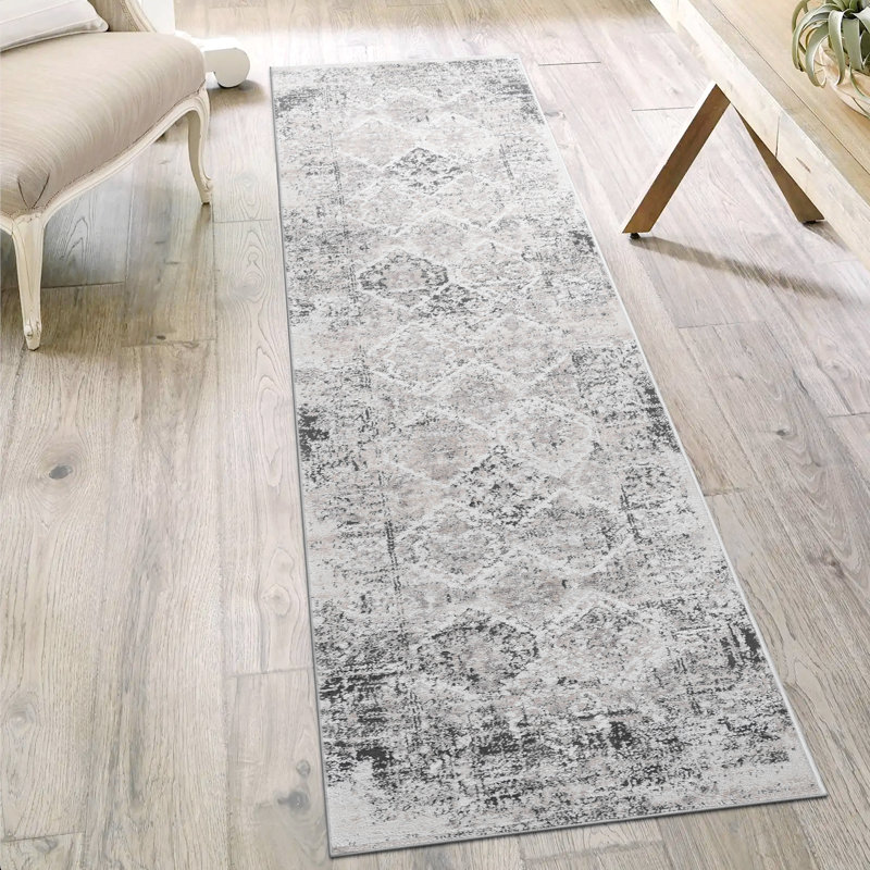 Area Rug, Collection Cream / Anthracite / Traditional Rug, Runner 2'2" x 8'