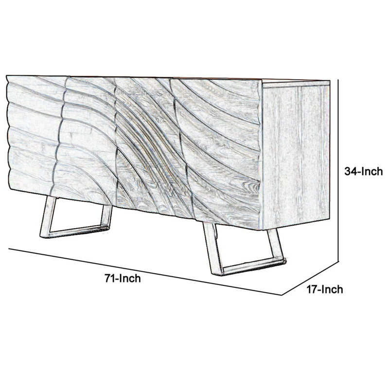 Alaia 71'' Sideboard, Walnut/Silver Steel