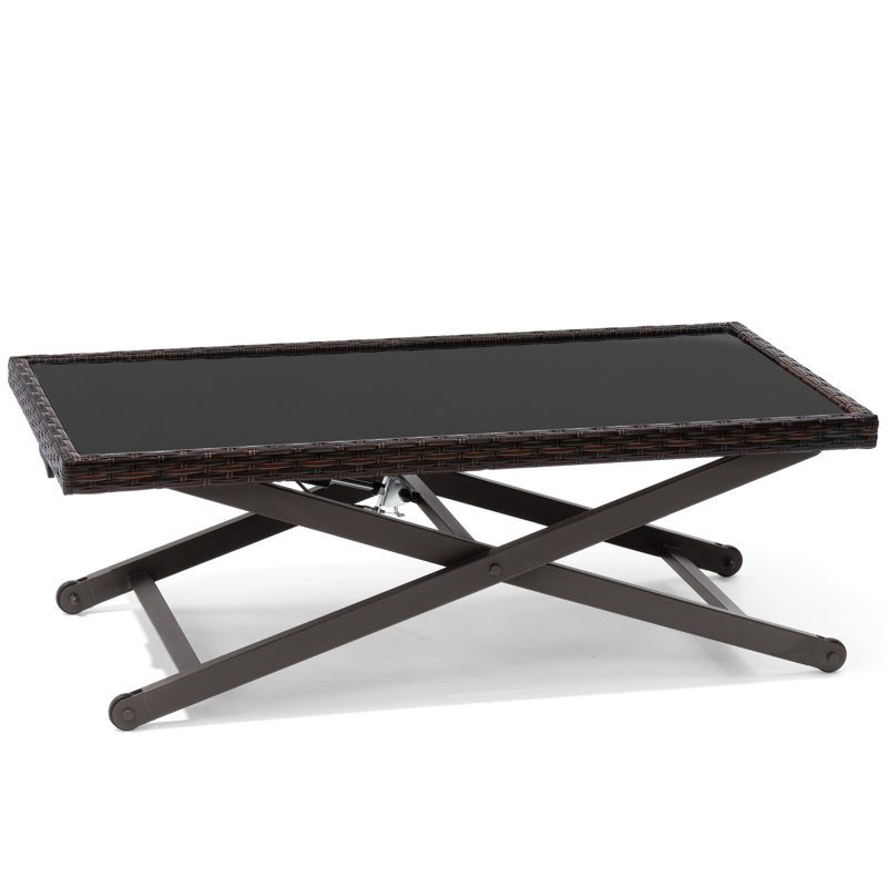 Table basse avec plateau en verre trempé, 16.5'', Noir