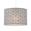 22cm H Cotton Drum Pendant Shade ( Uno ) in Grey