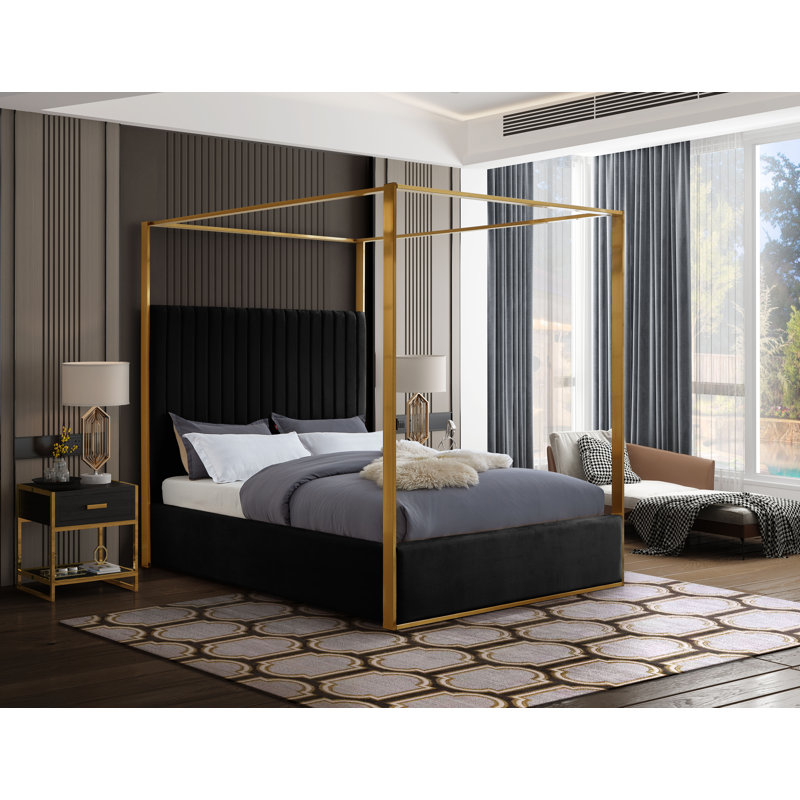 Jones Heersa Velvet Bed, King, Black Velvet