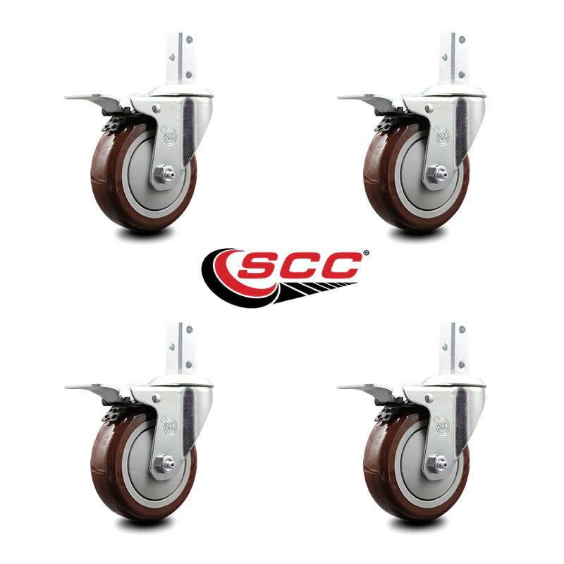 Poly Swivel Square Stem Caster, Maroon