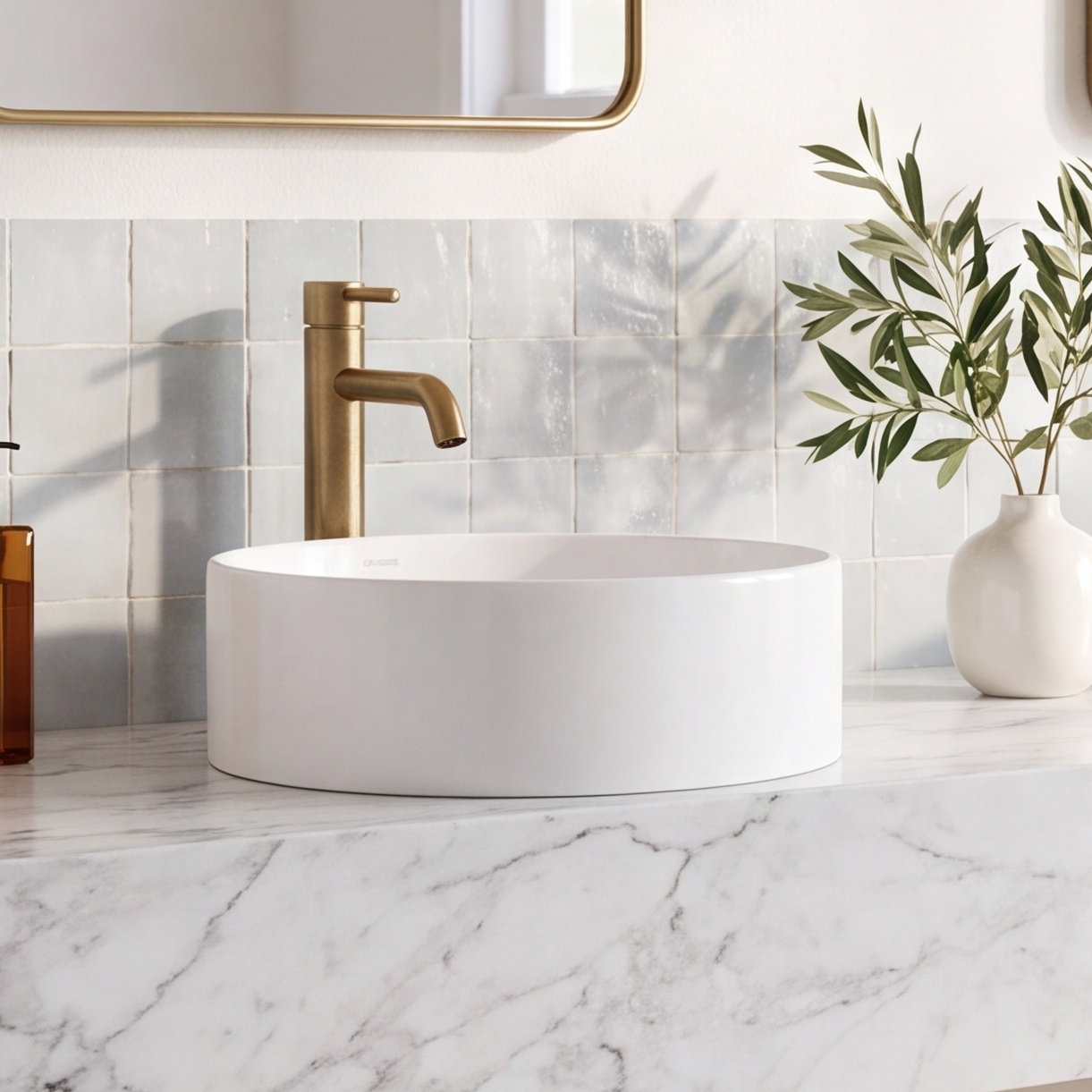 Vox Round Vessel Bathroom Sink, White