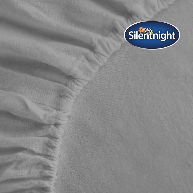 Silentnight Brushed Cotton Fitted Sheet, Silver, Double (4'6)