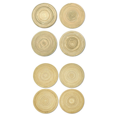 Stoneware Agate Ceramic Jute Leather Crystal Round 4 Piece Coaster Set