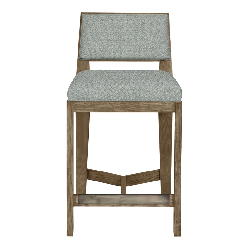 Scoville By Thom Filicia Upholstered Counter Stool with Solid Wood Frame, Hampton, Eau Tuck