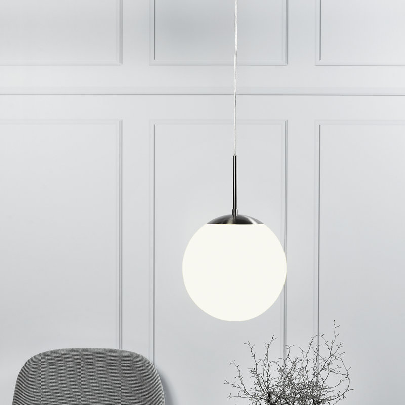 Cafe 1 - Light Chrome Sphere Pendant, 44cm H x 30cm W x 30cm D