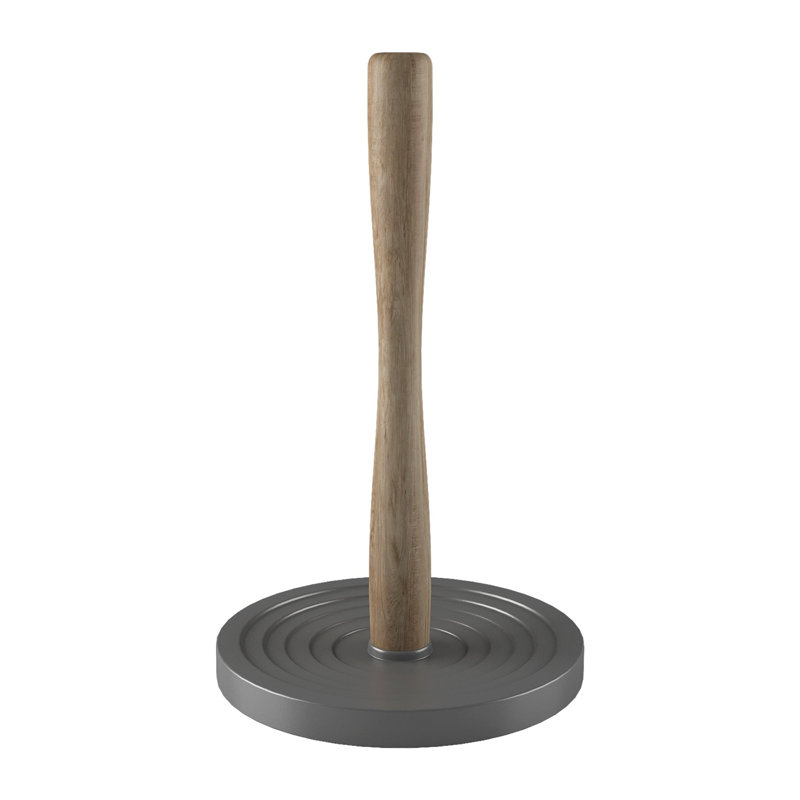 Porte-essuie-tout en bois avec base grise, Gris