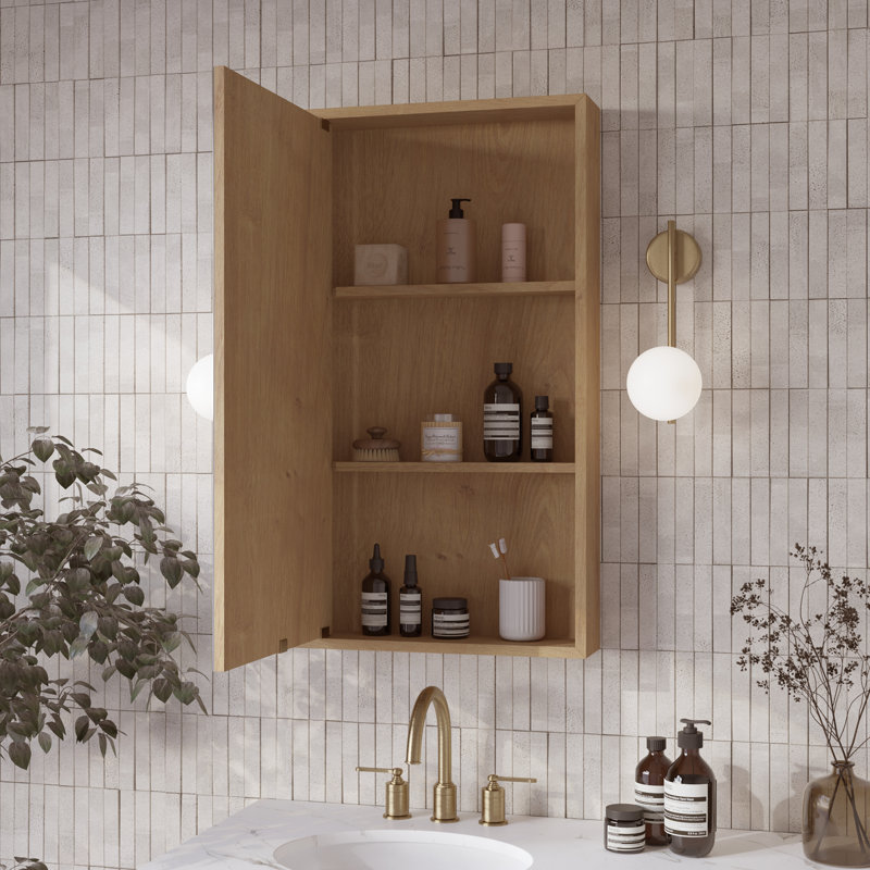 Midland 20"W Rectangular Surface Mount Medicine Cabinet In Oak, Oak
