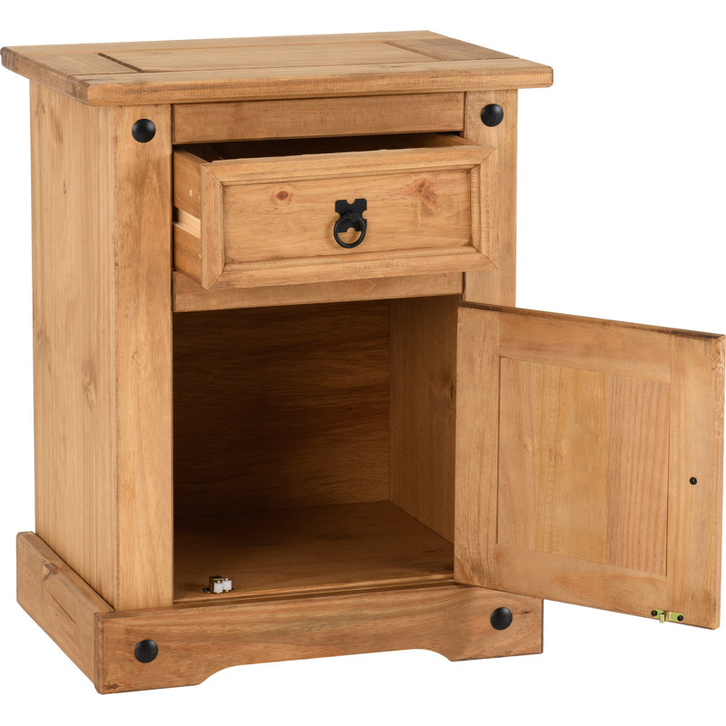 Cowley 1 Drawer, 1 door Bedside Table, Light Antique Wax Pine