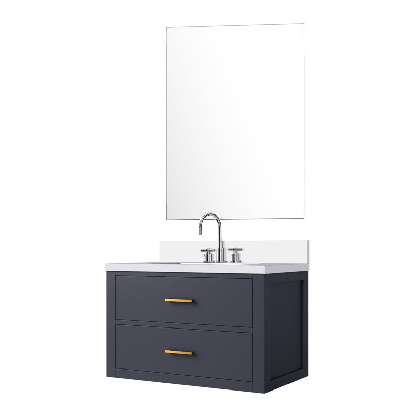 Meuble-lavabo bleu 30 po x 22 po, comptoir en quartz, 28 po Miroir et robinet inclus avec l 30 po x P 22 po, Blue