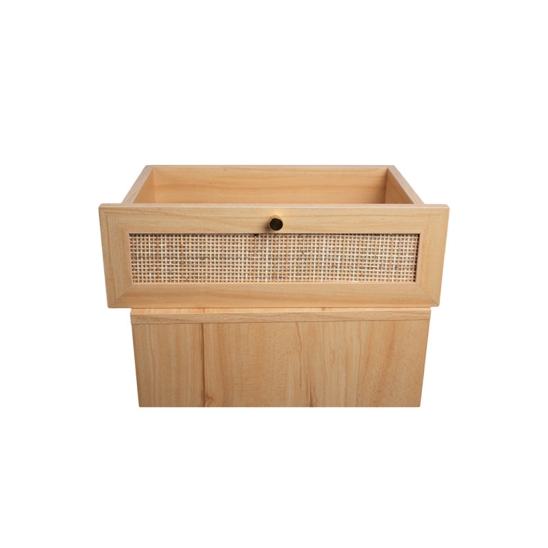 Kamanda Boho Nightstand with Caned Drawers