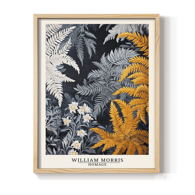 WM MORRIS Series DCCLXXI Framed Print - Solid Wood, Natural, 15" H x 12" W