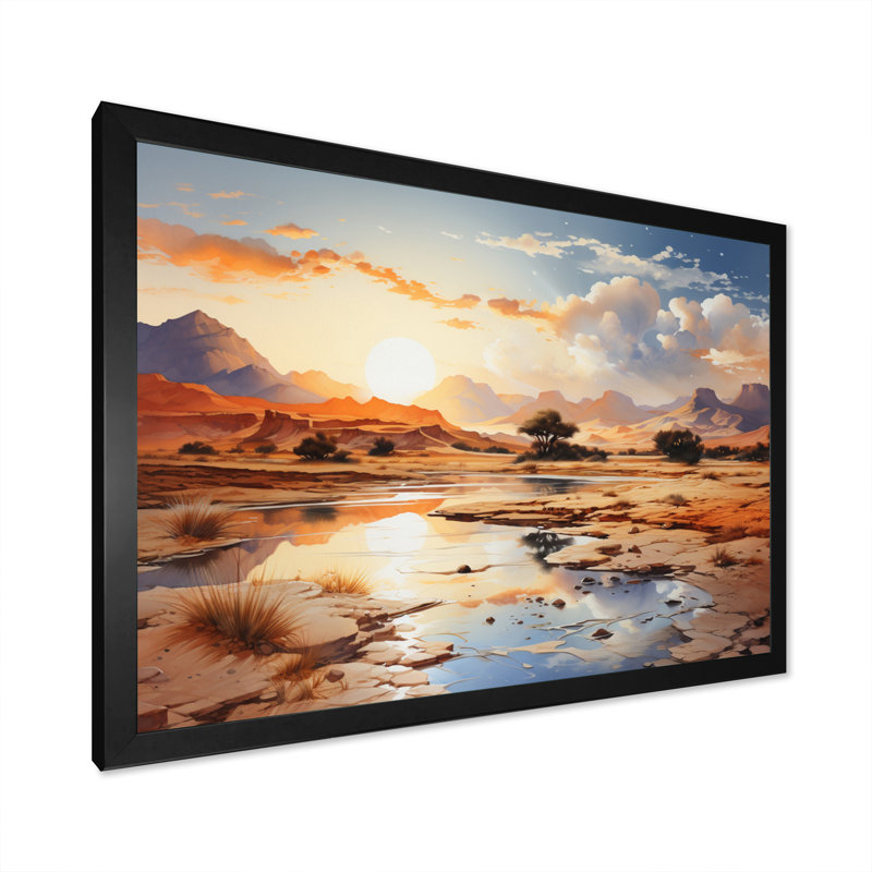 «African Sahara Dreams II», reproduction sur toile, H 12 po x l 20 po x P 1 po, Cadre simple noir