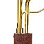 Cintre en acier inoxydable doré doré, portemanteau en bois massif de couleur noyer, hauteur de 68,9 pouces avec cloison en bois massif (une armoire pour plusieurs utilisations) W1151P276823