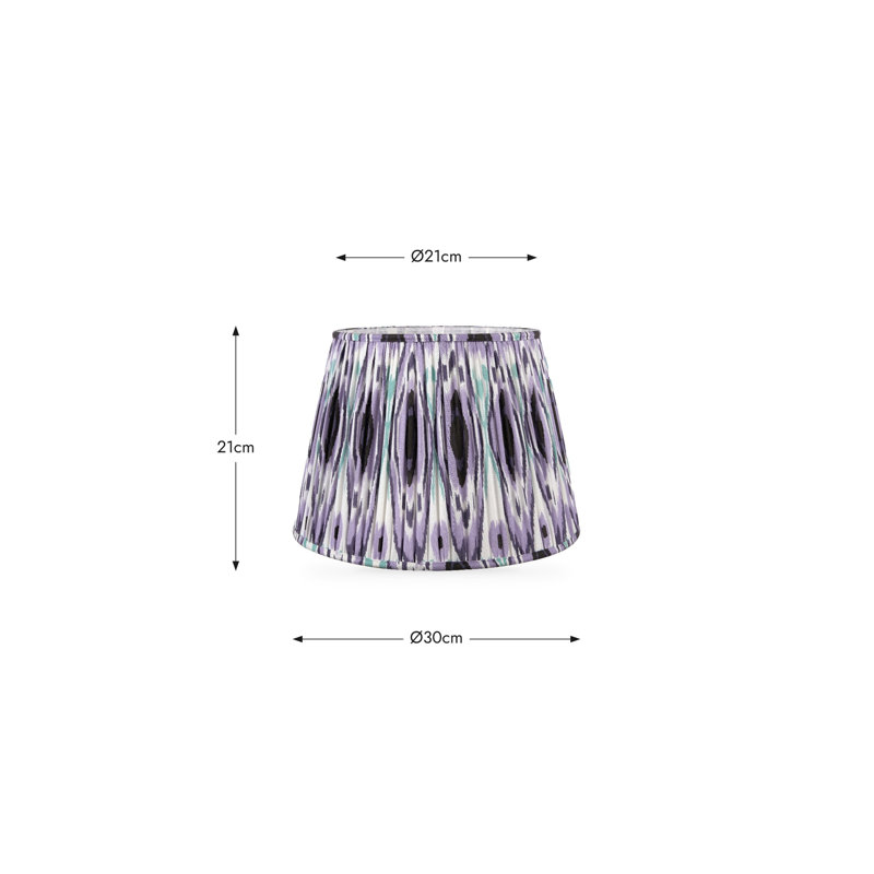 Pleated Cotton Cylinder Shade, 21cm H x 30cm W x 30cm D, Purple