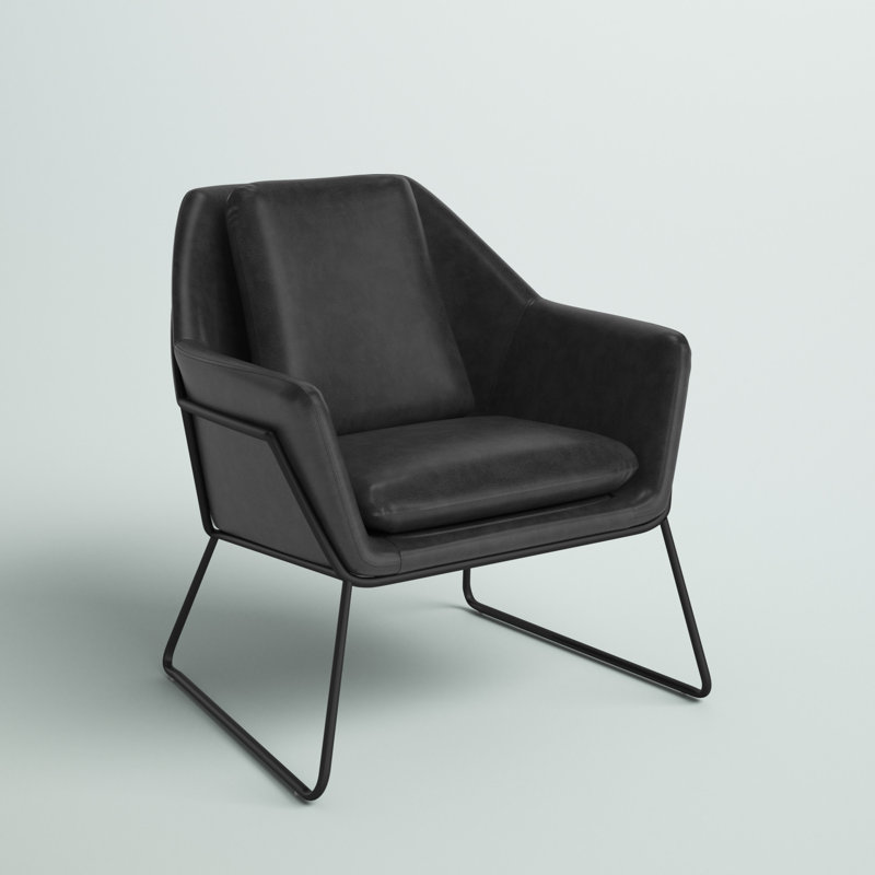 Fauteuil de 31 po de large Castiel, Similicuir gris foncé