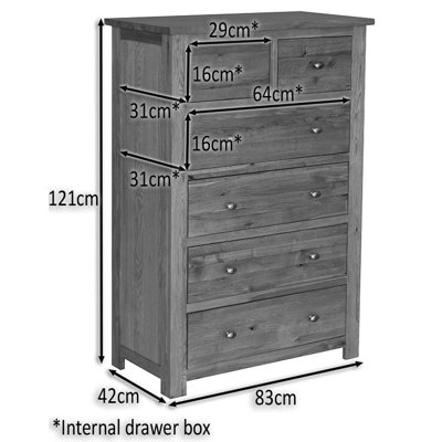 Ellis Solid Wood 83cm W 6 - Drawer Chest of Drawers