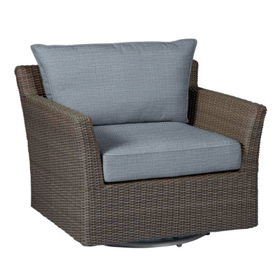 Fauteuil pivotant club tissé - noyer noir