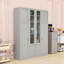 Spacieux garde-manger autoportant avec tablettes réglables, portes en acrylique et rangement pour bouteilles de vin-1441727724