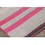 Vintage Frazada Kilim In Fuschia And Mauve Striped Pattern - Rug & Kilim