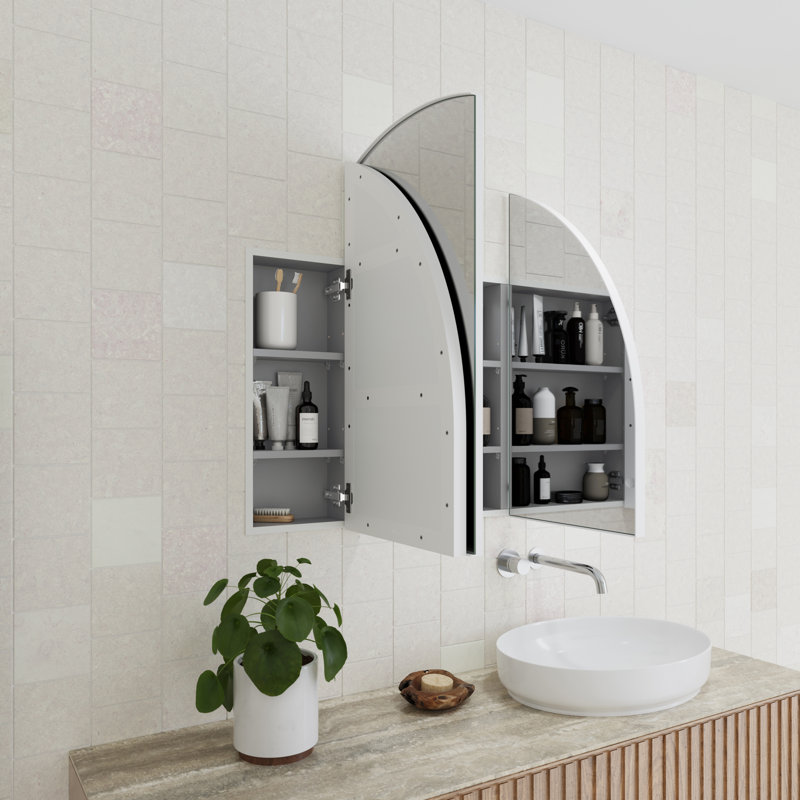 Recessed Framed 3 Doors Medicine Cabinet with 3 shelves, White
