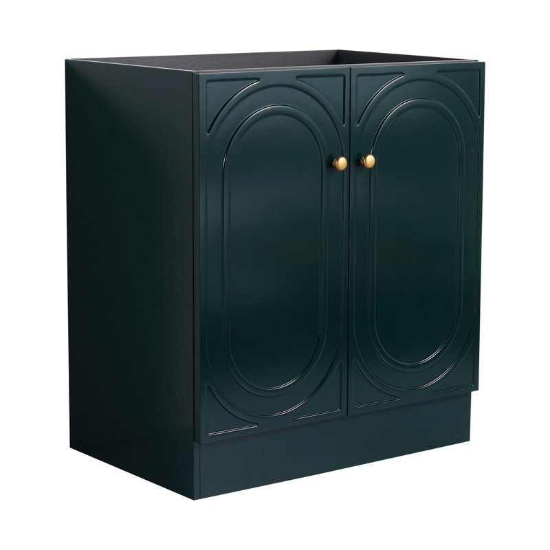 Meuble-lavabo autoportant de 30 po, foncé, avec rangement à fermeture en douceur - moderne, Vert foncé