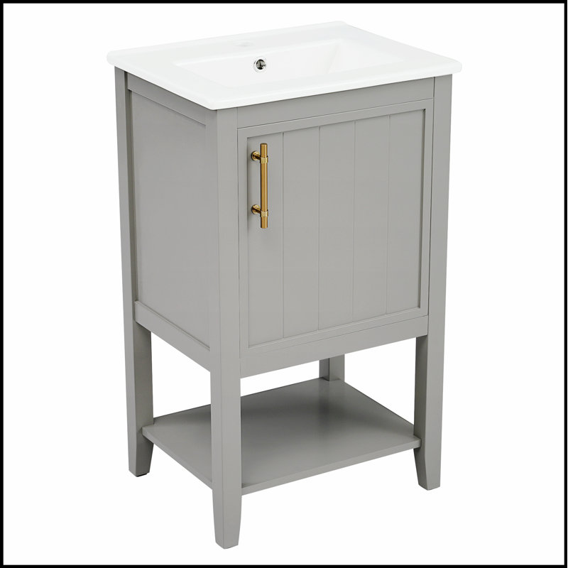 Meuble-lavabo en céramique durable avec lavabo, portes à fermeture douce et grand espace de rangement pour les salles de bain modernes
