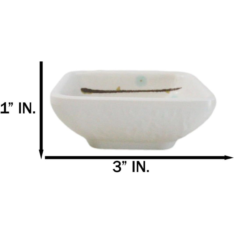Pack Of 6 Square Yukino Hana Snowflakes Melamine Condiments Dipping Sauce Dishes
