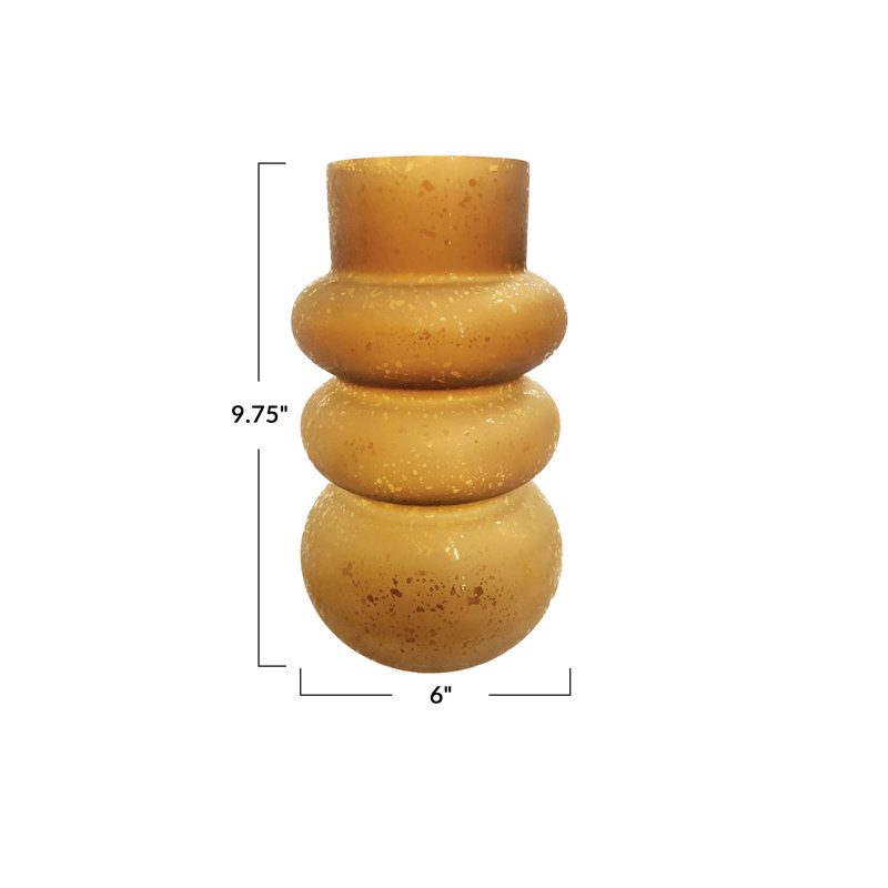 Vase rond en verre courbé, finition givrée