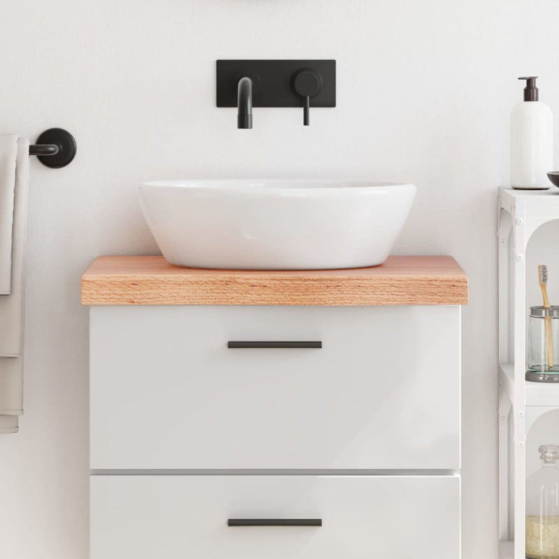 Kempsford 60cm Solid Wood Single Bathroom Vanity Top, Light Brown