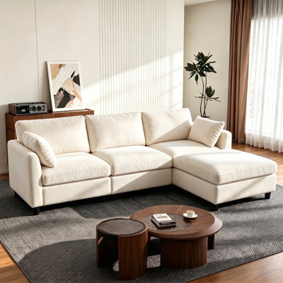 Sarang 4-Piece Modular Cloud Couch Reversible Sectional with Ottoman