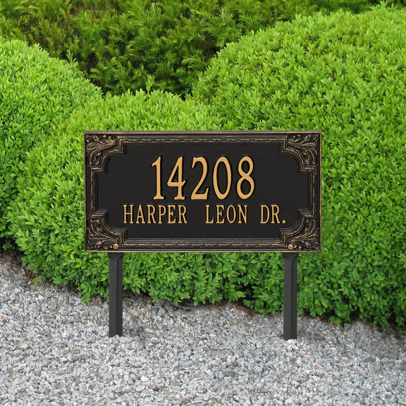 Plaque d'adresse sur 2 lignes Signature Series, Noir, Or, Oui
