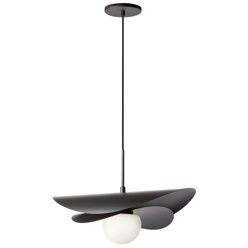 Luminaire suspendu simple à 1 lumière Yamini, Noir mat
