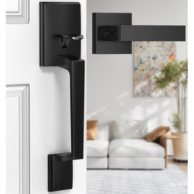Poignée de porte extérieure moderne avec levier de passage, réversible pour porte gauche et droite