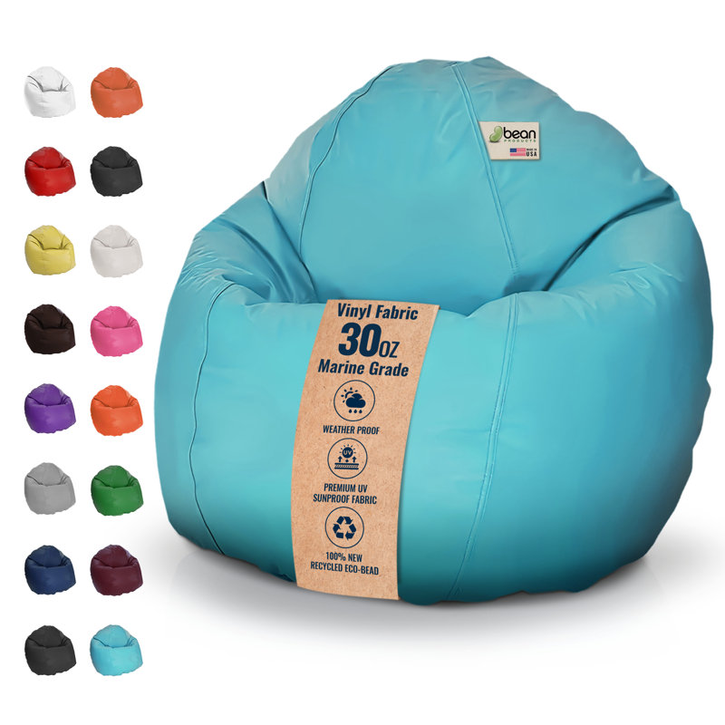 Premium Vinyl 31x33x20" Small Bean Bag Chair - w/Polystyrene Beads and CertiPUR Foam Filled Bean Bag for Adults, Teens and Kids