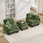 Canapé en forme de L en chenille avec 4 coussins, repose-pieds mobile et garniture capitonnée matelassée de conception ergonomique, canapé à assise profonde facile à assembler pour le salon, le bureau, un appartement, vert-133931566-133931569
