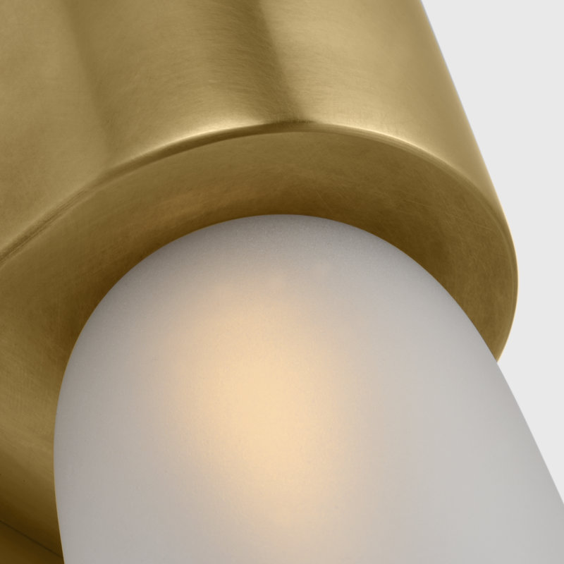 Kelly Wearstler Volver 2-light Large Double Sconce in Bronze with Clear Etched Glass shade, Antique Brass