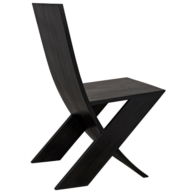 Tech Solid Wood Dining Chair, Charcoal Black