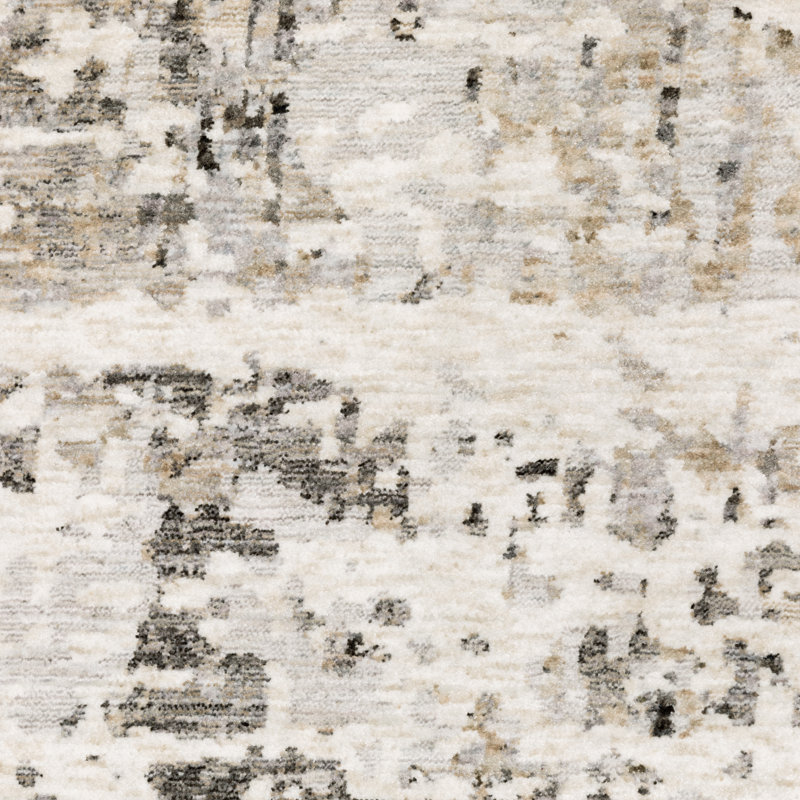 Tapis gris / ivoire à motif abstrait Gwern, Rectangle 7 pi 10 po x 10 pi 10 po