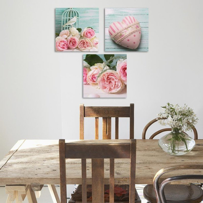 3-tlg. Leinwandbilder-Set Vintage Roses