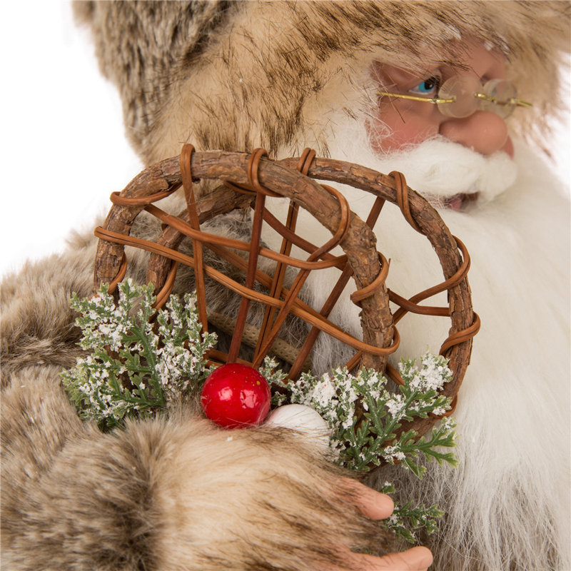 Debout père noël Faux Fur Figurine, H 18,11 po x l 7,87 po x P 5,91 po